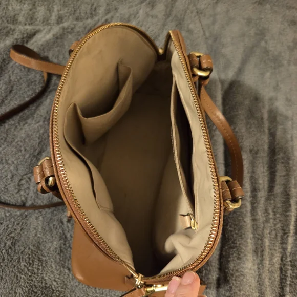 Coach Tan Leather Satchel with Gold Accents - Picture 5 of 6